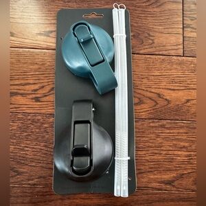 Straw lids- Black and Teal